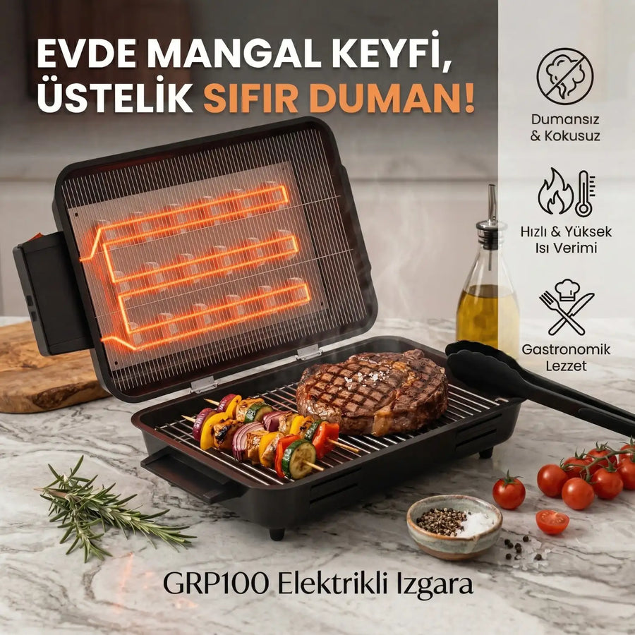 GRP100 Tel Rezistans Dumansız Elektrikli Izgara — görsel 1